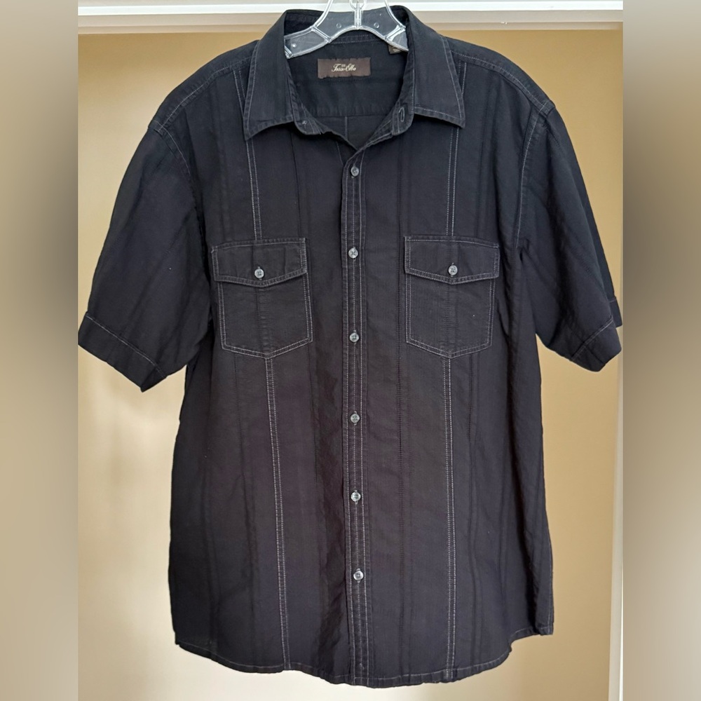 Tasso Elba Black Casual Button Down Shirt
